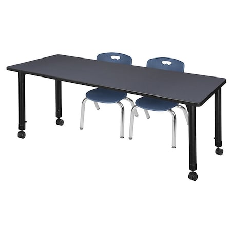 Regency Tables > Height Adjustable > Rectangular Mobile Table & Chair Sets, 72 W, 30 L, 23-34 H, Grey MT7230GYAPCBK45NV
